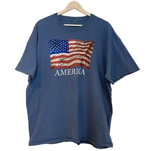 American Flag Unisex Short Sleeve Tee Size 1X - 2X Fourth of July Patriotic